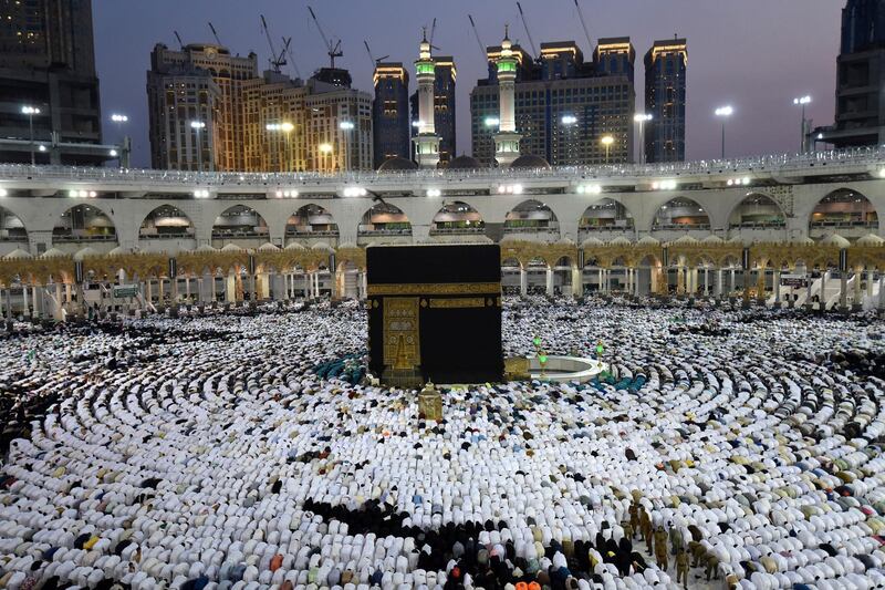 Muslims pray and gather around the holy Kaaba at the Great Mosque in Makkah. Reuters