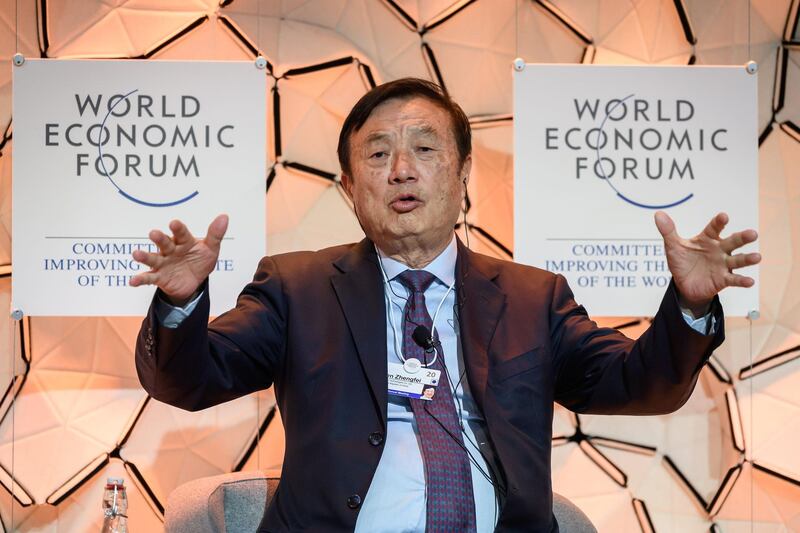 Huawei CEO Ren Zhengfei attends a session during the World Economic Forum annual meeting in Davos. AFP