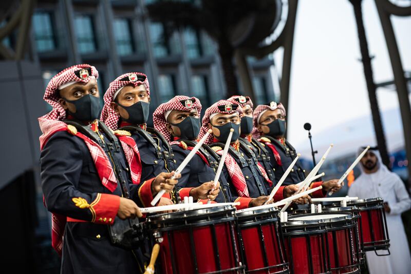 Drummers at Bahrain's National Day Ceremony, Expo 2020 Dubai. Photo: Expo 2020 Dubai