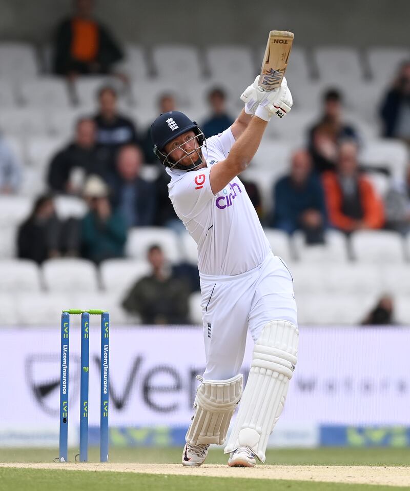 Jonny Bairstow of England hits a six. Getty 