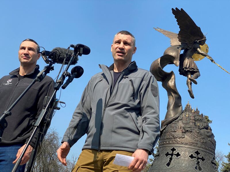 The Klitschko brothers, Vitali (right) and Wladimir, will discuss the war in Ukraine at the Open Forum Davos on Monday. Reuters