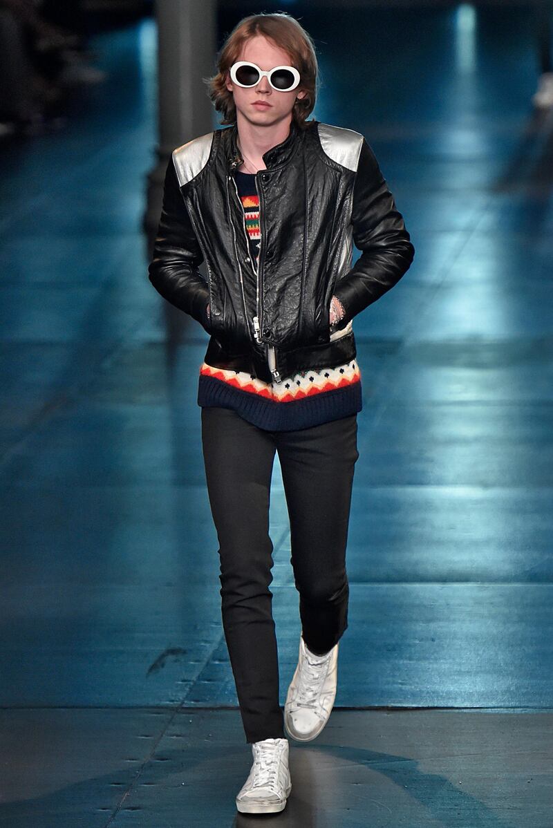 PARIS, FRANCE - JUNE 28: Jack Kilmer walks the runway during the Saint Laurent Ready to Wear Menswear Spring/Summer 2016 show as part of Paris Fashion Week on June 28, 2015 in Paris, France. (Photo by Victor VIRGILE/Gamma-Rapho via Getty Images)