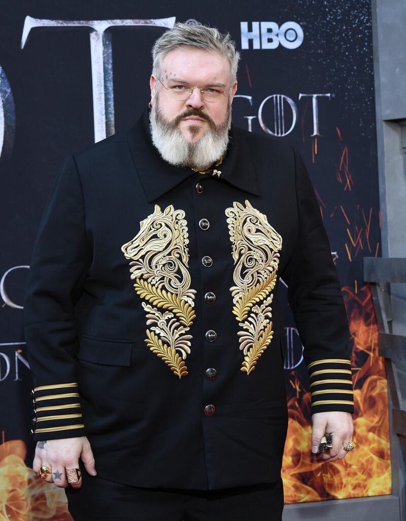 Kristian Nairn (Hodor) arrives for the 'Game of Thrones' final season premiere at Radio City Music Hall on April 3, 2019 in New York. AP