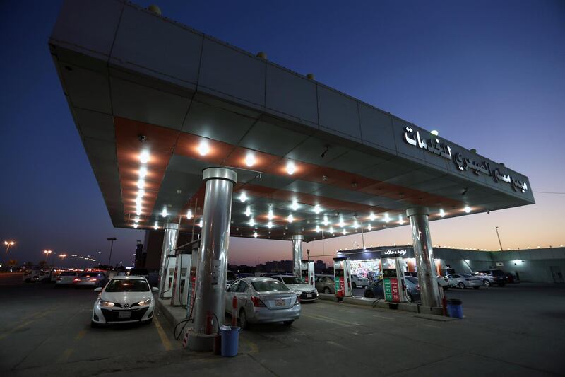 Cars line up at a petrol station after the increase of petrol prices in Khobar, Saudi Arabia. Reuters