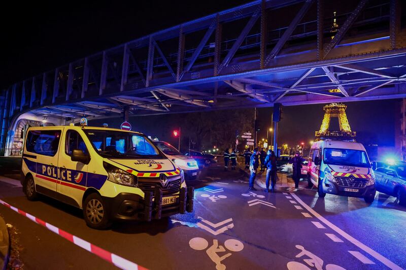 French police secures the access to the Bir-Hakeim bridge after a security incident in Paris. Reuters