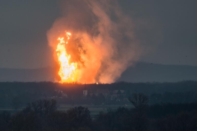 Austria's main gas pipeline hub at Baumgarten, Eastern Vienna, where an explosion rocked the site. Tomas Hulik / AFP