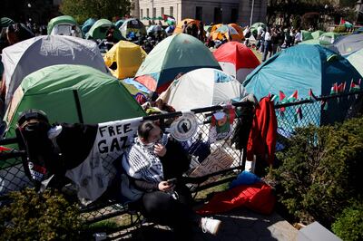 Tent protests at Columbia University have inspired similar unrest around the US and Europe. AFP 