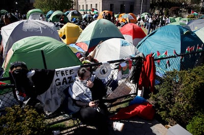 Tent protests at Columbia University have inspired similar unrest around the US and Europe. AFP 