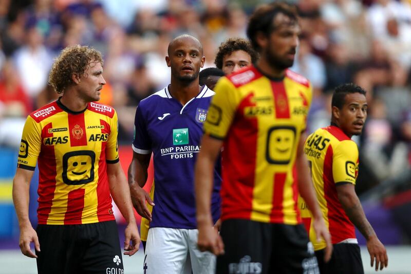 BRUSSELS, BELGIUM - AUGUST 09: Royal Sporting Club Anderlecht Head Coach / Player Manager, Vincent Kompany in action during the Jupiler Pro League match between RSCA or Royal Sporting Club Anderlecht and KV Mechelen at Constant Vanden Stock Stadium on August 09, 2019 in Brussels, Belgium. (Photo by Dean Mouhtaropoulos/Getty Images)