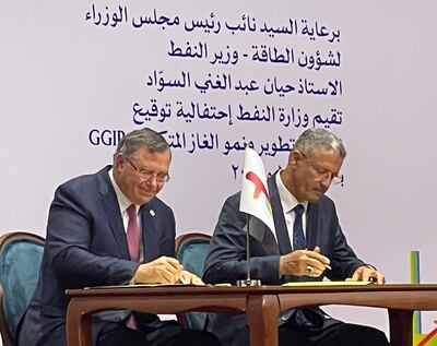 TotalEnergies chief executive Patrick Pouyanne and Iraqi Oil Minister Hayan Abdel Ghan sign the mega $27-billion energy project.

