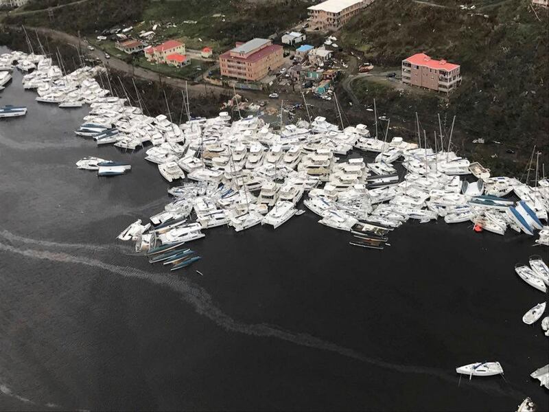 Boats clustered together after Hurricane Irma. The death toll from Hurricane Irma has risen to 22 as the storm continues its destructive path through the Caribbean. The dead include 11 on St Martin and St Barts, four in the US Virgin Islands and four in the British Virgin Islands. There was also one each in Barbuda, Anguilla, and Barbados. The toll is expected to rise as rescuers reach some of the hardest-hit areas. Caribbean Buzz via AP