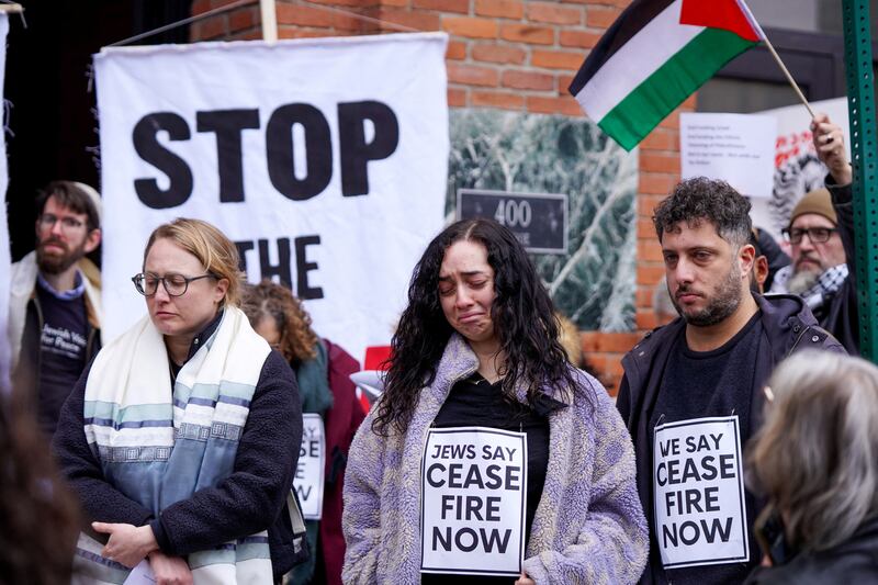 Members of Jewish Voice for Peace rally in support of a ceasefire in Detroit, Michigan. Reuters