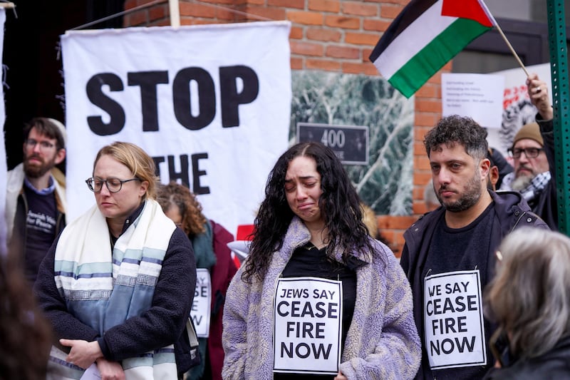 Members of Jewish Voice for Peace rally in support of a ceasefire in Detroit, Michigan. Reuters