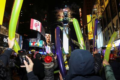 People attend the New Year's Eve celebrations in Times Square. Photo: Reuters