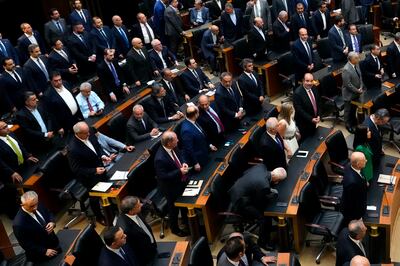 Lebanese lawmakers gather to elect a president at the parliament building in Beirut last Wednesday. AP Photo