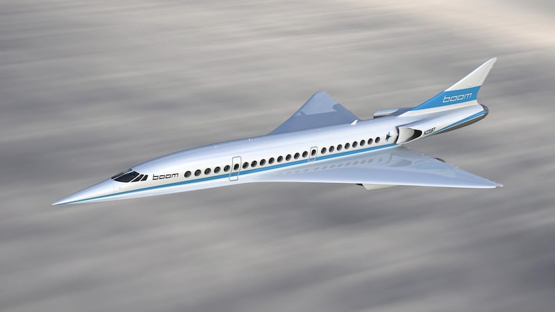 An artist's impression shows Boom's 55-seat supersonic aircraft in this undated handout on December 4, 2017. REUTERS/Boom Supersonic Handout via REUTERS    ATTENTION EDITORS - THIS PICTURE WAS PROVIDED BY A THIRD PARTY. NO ARCHIVES. NO RESALES.