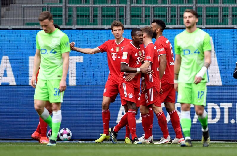 Bayern Munich's Eric Maxim Choupo-Moting celebrates scoring their second goal. Reuters