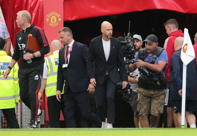 Manchester United manager Erik ten Hag emerges from the tunnel for his first Premier League match. PA