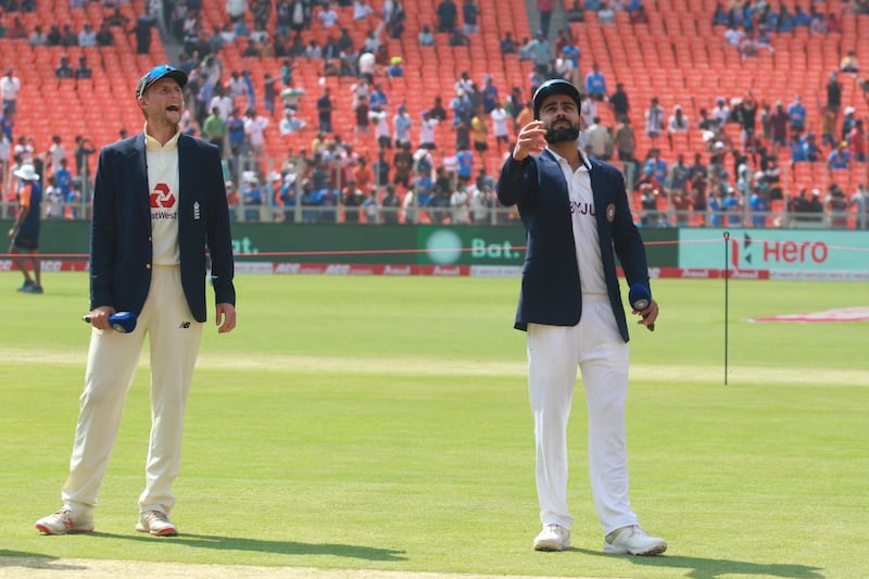 Virat Kohli(Captain) of India and Joe Root (captain) of England at toss during day one of the third PayTM test match between India and England held at the Narendra Modi Stadium , Ahmedabad, Gujarat, India on the 24th February 2021

Photo by Pankaj Nangia/ Sportzpics for BCCI