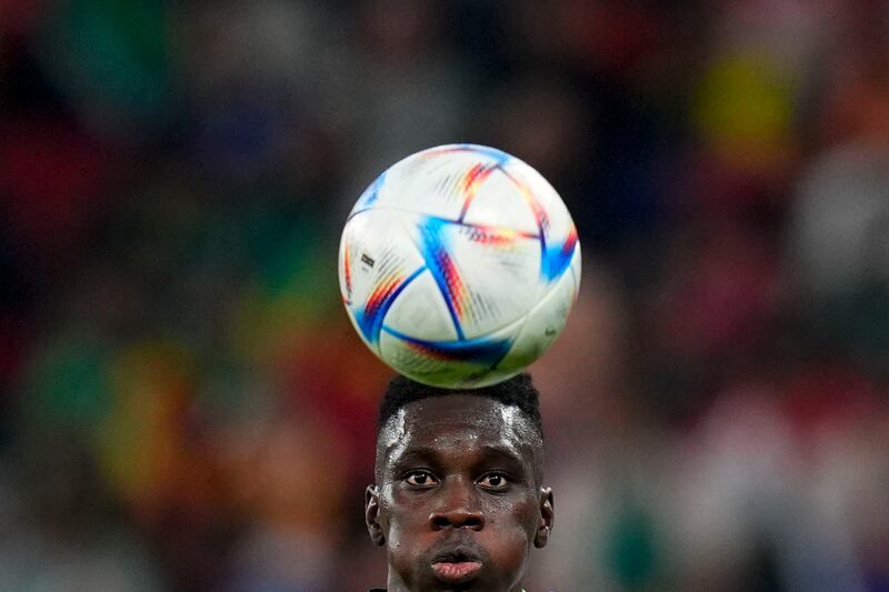 Senegal's Ismaila Sarr prepares for their opening tie against the Netherlands at the Al Thumama Stadium in Doha, Qatar. AP Photo