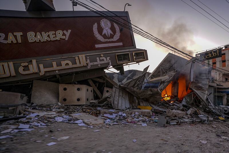 The rubble of a destroyed bakery at Al Nuseirat refugee camp in central Gaza Strip. EPA