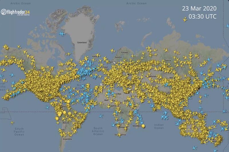 A flight tracking image taken from March 23. 