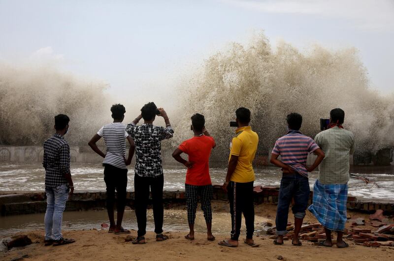 Storm waves from Cyclone Yaas break on a beach in West Bengal, India. Reuters