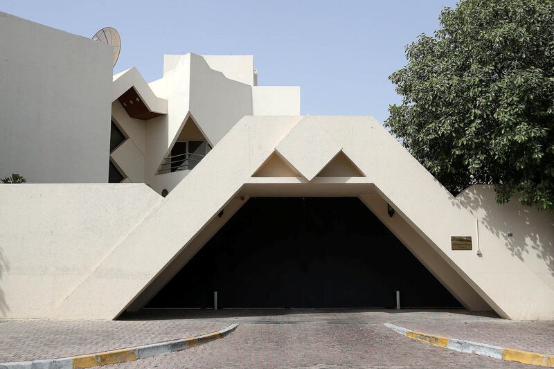 ABU DHABI , UNITED ARAB EMIRATES , JULY 8 – 2018 :- Entrance gate of the residence of Ludovic Pouille , Ambassador of France in Mushrif area in Abu Dhabi.  ( Pawan Singh / The National )  For News. Story by John
