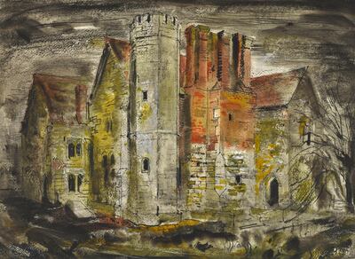 Painting of Notley Abbey, Vivien Leigh's country home, by artist John Piper. Courtesy Sotheby's