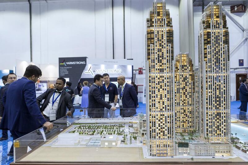 Above, the Al Habtoor Group stand at Cityscape Global. Antonie Robertson / The National