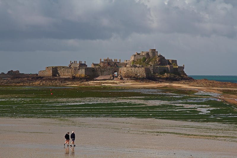 Jersey is a Crown dependency of the United Kingdom, off the coast of Normandy, France. Elizabeth Castle is a castle on a tidal island in Saint Helier, Jersey. Construction was started in the 16th century.