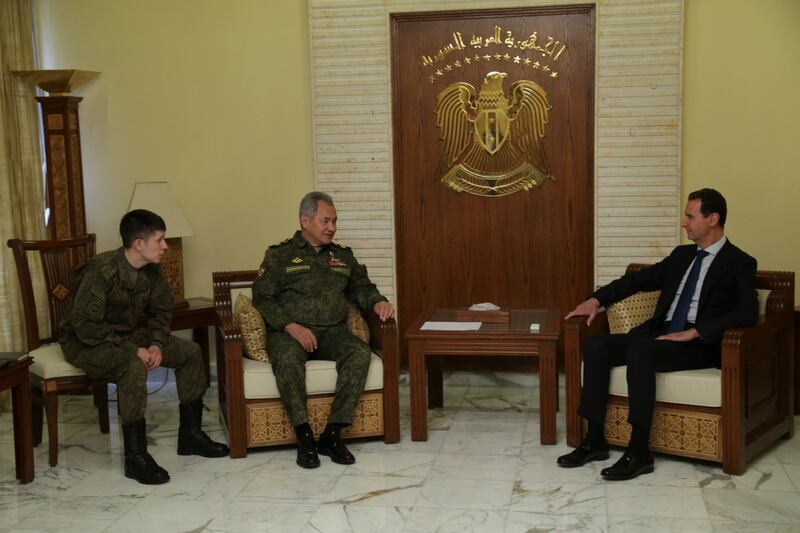 The Syrian president and Russian minister hold talks in Damascus. EPA