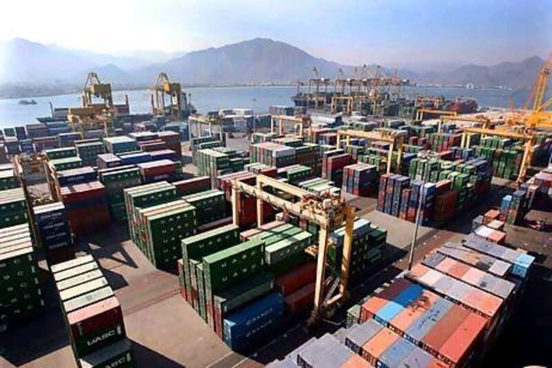 The Khorfakkan Container Terminal in Fujairah. Non-oil trade for the UAE has continued to climb, notching up an 11 per cent rise in the first nine months of 2010.