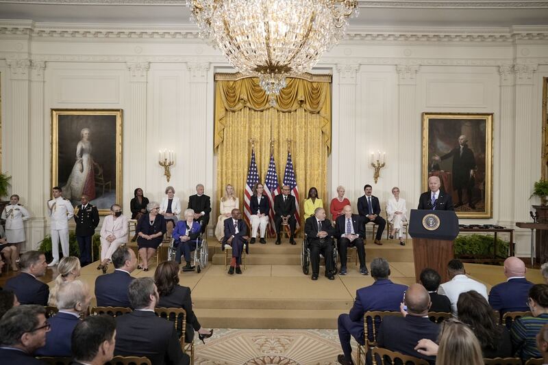 The Presidential Medal of Freedom is presented to people who have made exemplary contributions to the prosperity, values or security of the US. UPI / Bloomberg 