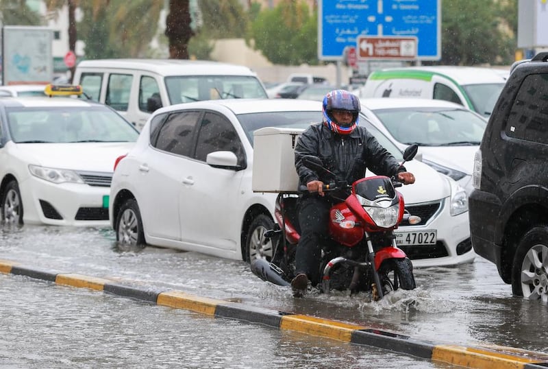 The Gulf countries have seen more unsettled weather in recent years, including heavy floods in Saudi, and heavy rain in Dubai, pictured. Victor Besa for The National