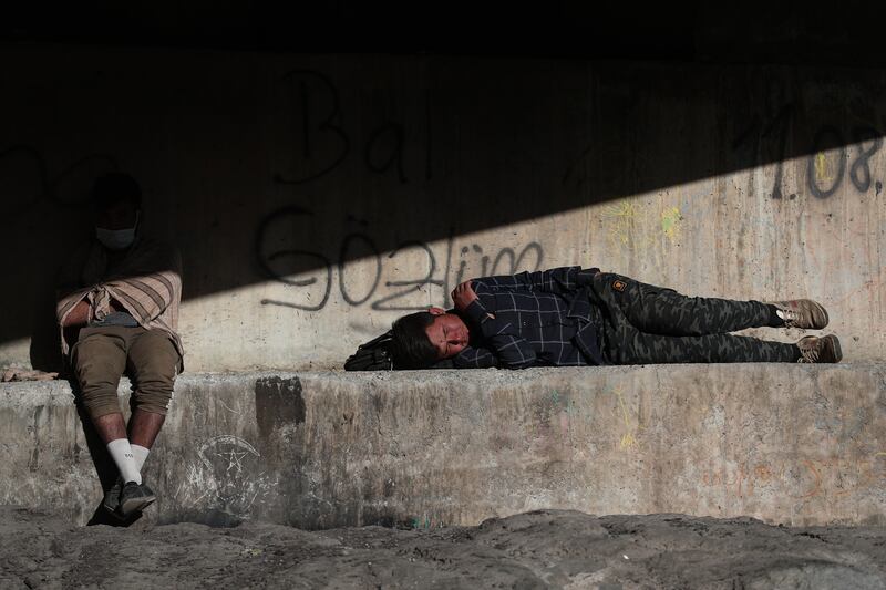 Refugees rest under bridge next to the  railway in Tatvan district in Bitlis city eastern province of Turkey.