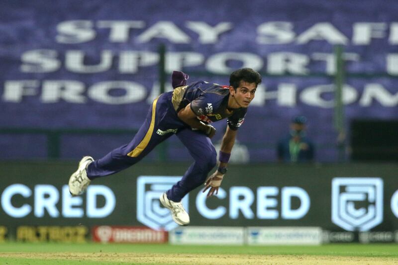 Kamlesh Nagarkoti of Kolkata Knight Riders bowls during match 8 of season 13 of the Dream 11 Indian Premier League (IPL) between the Kolkata Knight Riders and the Sunrisers Hyderabad held at the Sheikh Zayed Stadium, Abu Dhabi in the United Arab Emirates on the 26th September 2020.  Photo by: Vipin Pawar  / Sportzpics for BCCI