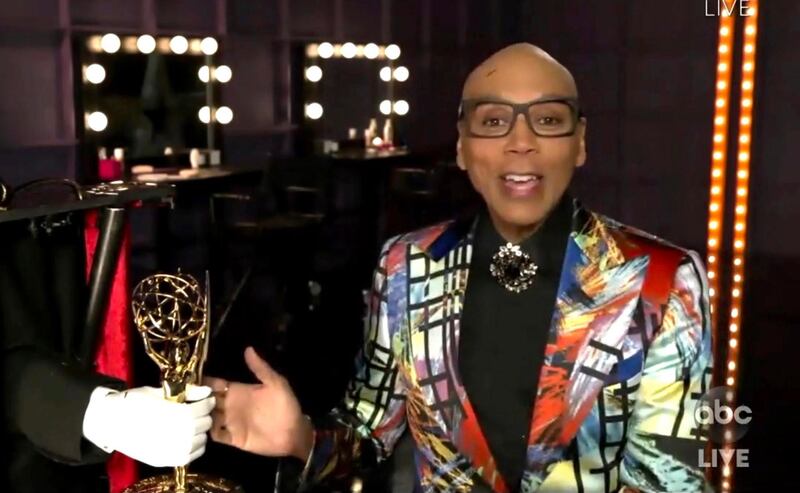 RuPaul Charles from 'RuPaul's Drag Race' accepts the award for outstanding competition programme during the 72nd Emmy Awards. AP