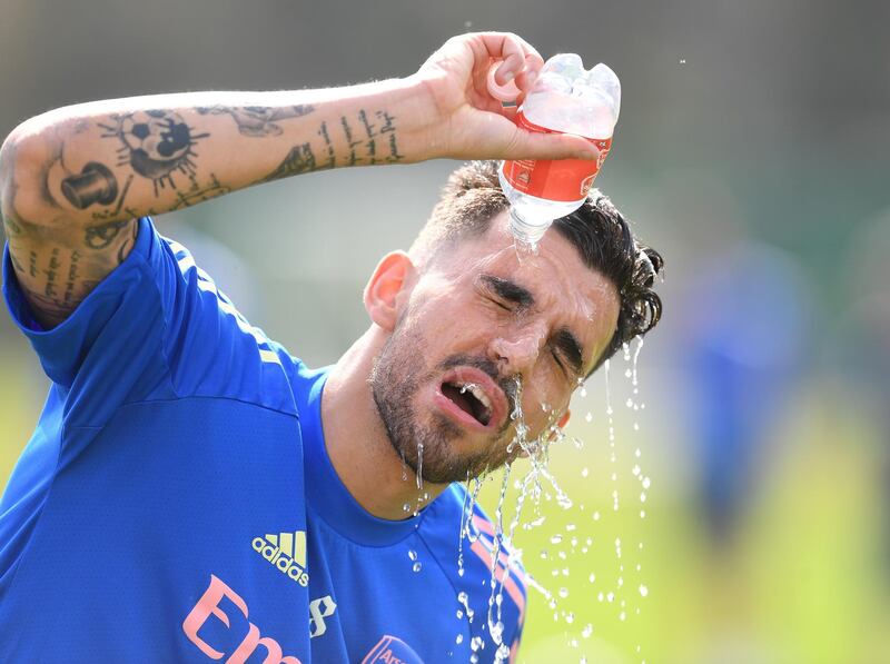 ST ALBANS, ENGLAND - MARCH 30: Dani Ceballos of Arsenal during a training session at London Colney on March 30, 2021 in St Albans, England. (Photo by Stuart MacFarlane/Arsenal FC via Getty Images)