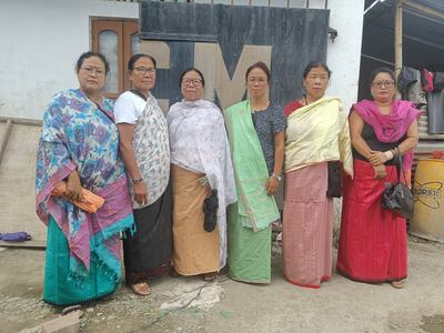 Mamta Lukram, fourth from left, a Meira Paibi from Imphal, Manipur, condemned recent violence against tribal women. Taniya Dutta/ The National