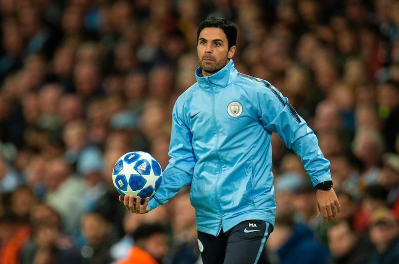 epa08083523 (FILE) - Manchester City's assistant manager Mikel Arteta reacts during the UEFA Champions League Group F soccer match between Manchester City and Olympique Lyonnais held at the Etihad Stadium in Manchester, Britain, 19 September 2018 (reissued on 20 December 2019). Arsenal as announced on 20 December 2019 that Mikel Arteta was appointed as the new team's head coach and has signed a three-and-a-half year contract.  EPA/PETER POWELL *** Local Caption *** 54641235