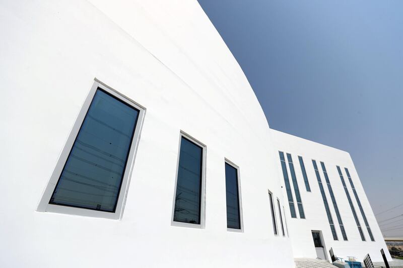 Dubai, United Arab Emirates - October 23, 2019: The opening of the largest 3D printed two-story structure in the world. Wednesday the 23rd of October 2019. Warsan, Dubai. Chris Whiteoak / The National