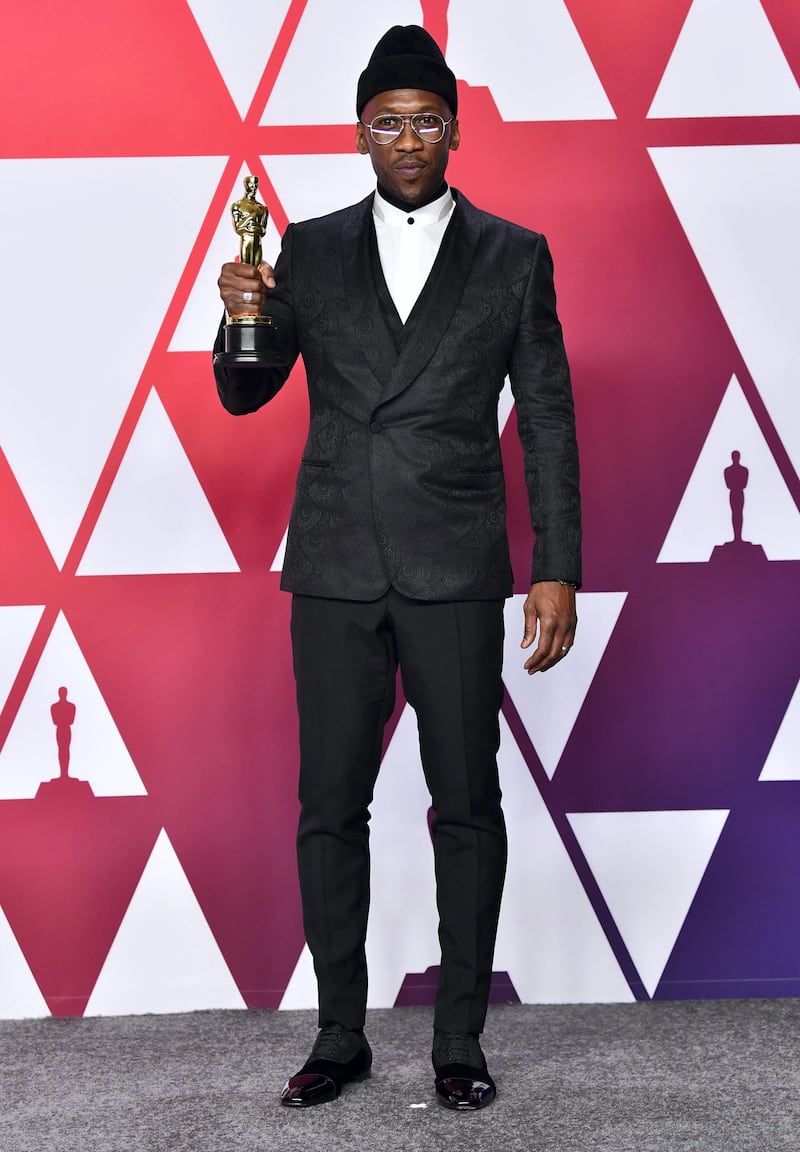 Best Supporting Actor winner for "Green Book" Mahershala Ali  poses in the press room with his Oscar during the 91st Annual Academy Awards at the Dolby Theater in Hollywood, California on February 24, 2019. (Photo by FREDERIC J. BROWN / AFP)