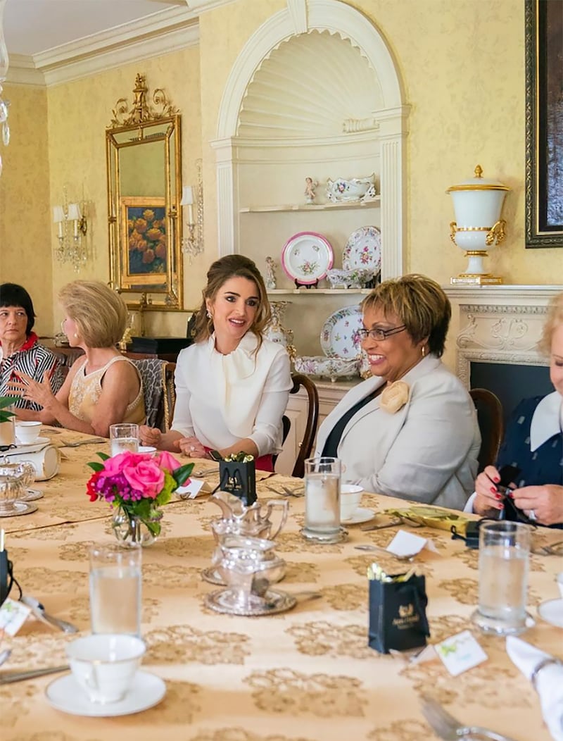 Queen Rania of Jordan attends a lunch in Washington DC with other inspirational women