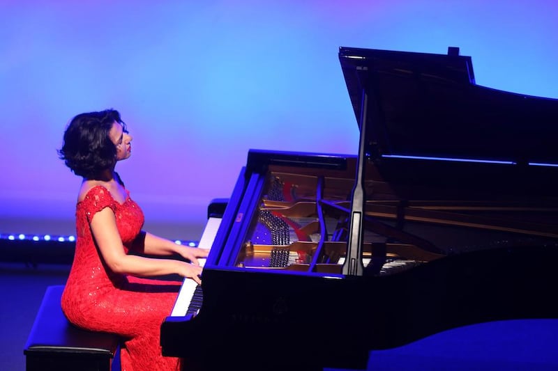 Khatia Buniatishvili performed a solo piano recital at the Manarat Al Saadiyat auditorium as a part of the Abu Dhabi Classics series. Delores Johnson / The National