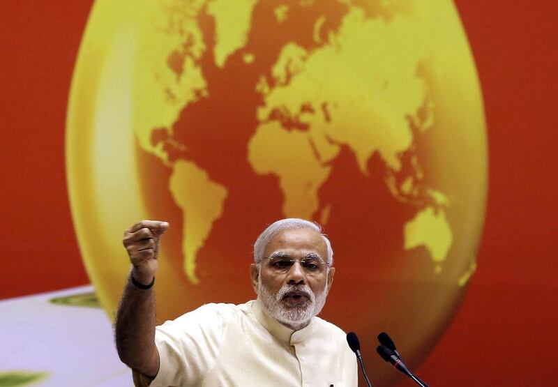 Narendra Modi, India’s prime minister, has been wooing foreign investment since he came to power, with high-profile visits to countries such as the UAE and US. Adnan Abidi / Reuters