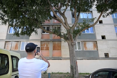 The apartment building in the 10th district of Marseille where a woman was killed by gunshot fired from the street. AFP