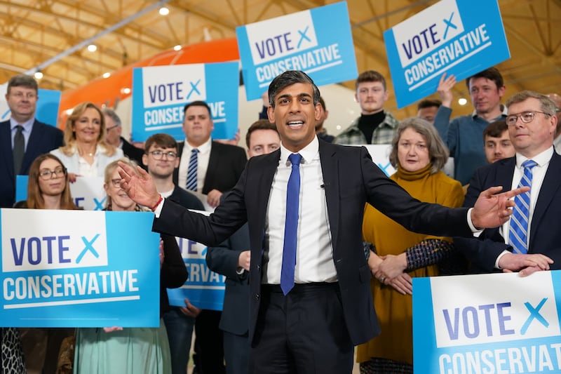 Mr Sunak during local election campaigning in Teesside in May 2024. Getty Images