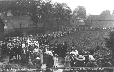 Celebrations still continue in Eyam to mark the end of the plague, such as this procession held in 1913. Eyam Museum