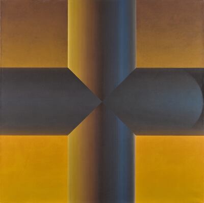 Palestinian artist Samia Halaby's 1969 painting Seventh Cross No 229 surpassed its estimate to achieve £381,000. Photo: Sotheby's